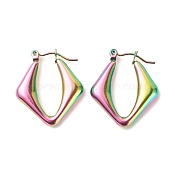 304 Stainless Steel Chunky Rhombus Hoop Earrings for Women