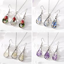 Simple Style Water Droplets Flower Resin Enamel Women'S Earrings Necklace RZ8943