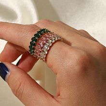 Fashion Oval Stainless Steel Open Ring Plating Zircon Stainless Steel Rings SE6115