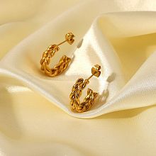 New Fashion Creative 18K Gold Double C Twist C Stainless Steel Ladies Earrings KH9345